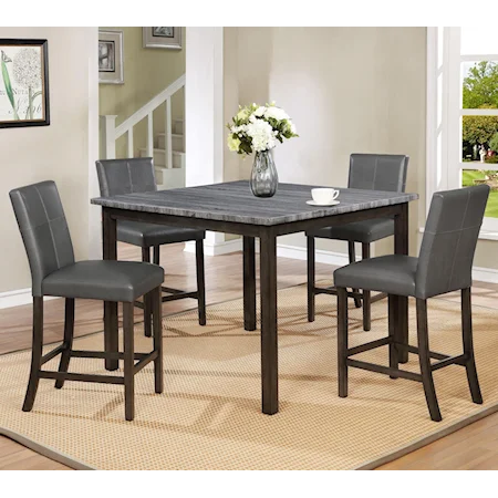 Five Piece Grey Counter Height Dining Set